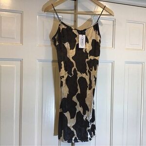 NWT Cider Animal Print Velvet/Satin Slip Mini Dress SzM Edgy Cowgirl Mob Wife